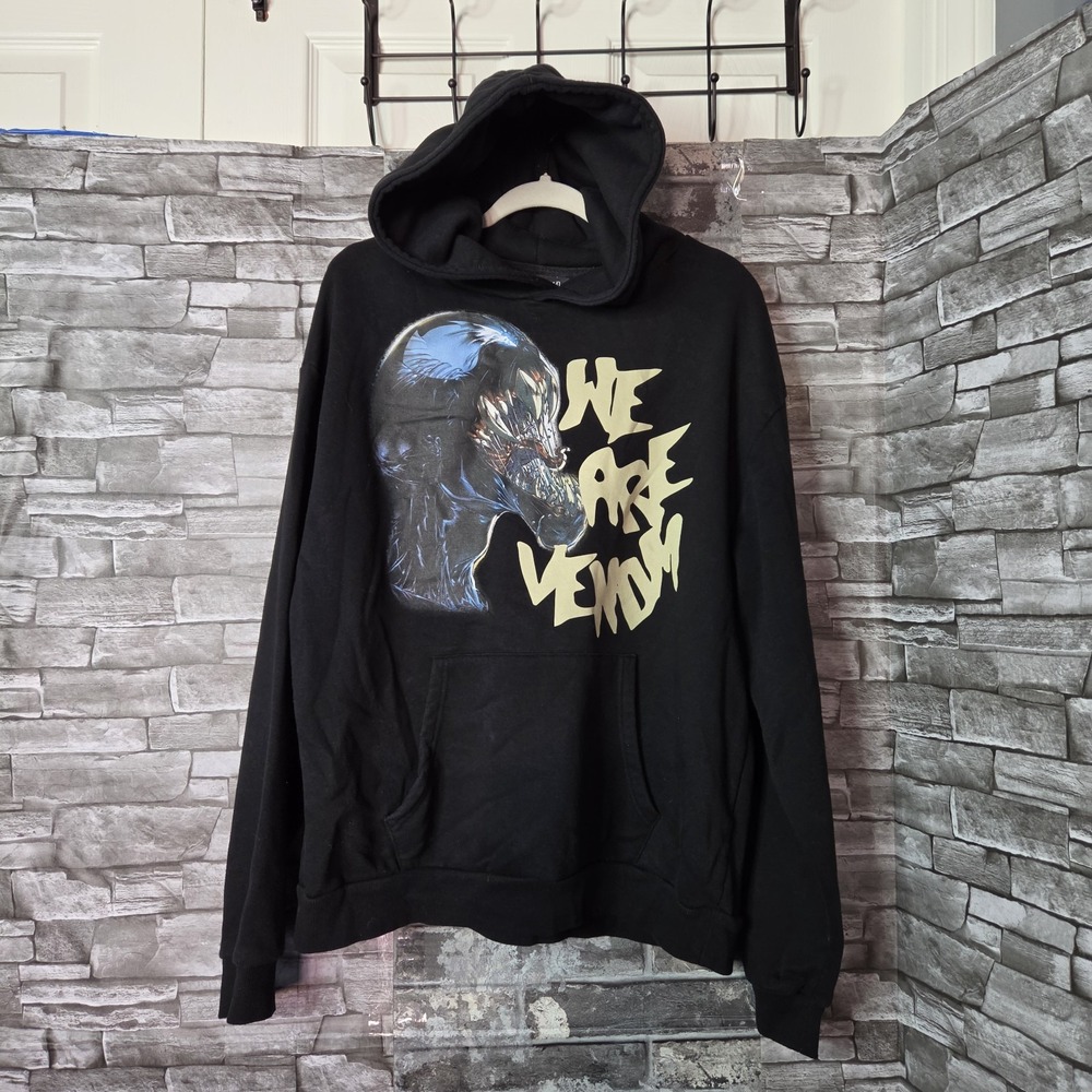 Marvel "We Are Venom" Black Hoodie Pullover Preppy Grunge Goth Large